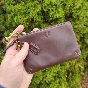 Coach Brown Leather Wristlet